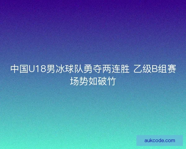 中国U18男冰球队勇夺两连胜 乙级B组赛场势如破竹